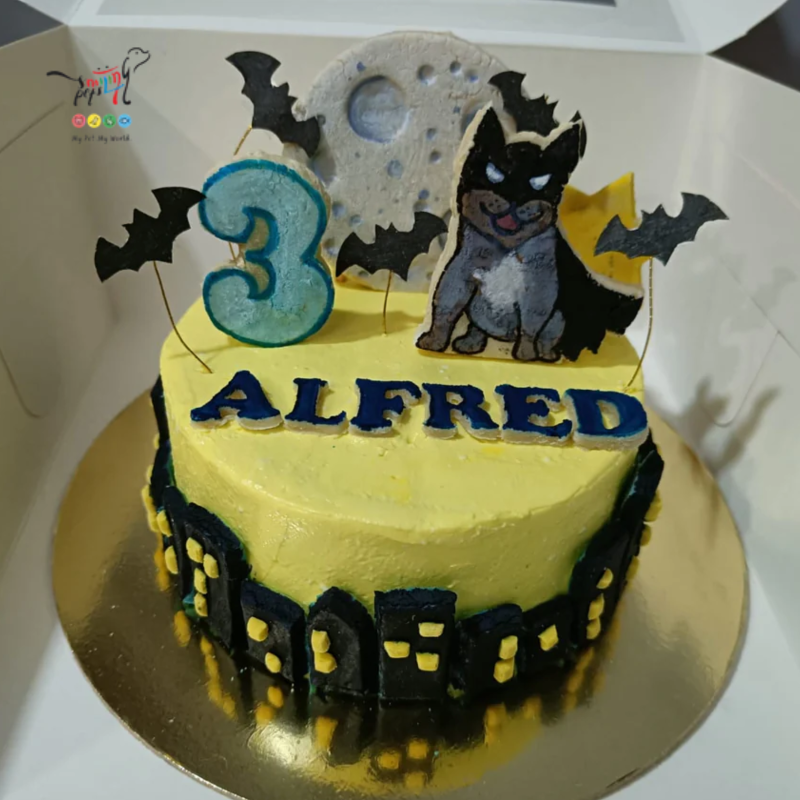 Batman Theme Birthday Cake for Dog