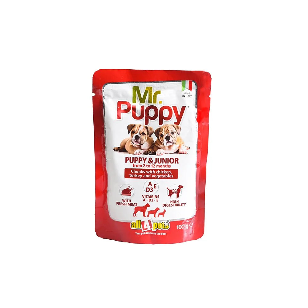 MR. PUPPY CHUNKS WITH CHICKEN TURKEY & VEGETABLES -100 G