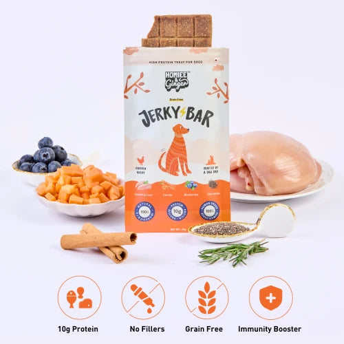 Homiee & Ginger chicken jerky dog treat ingredients and benefits