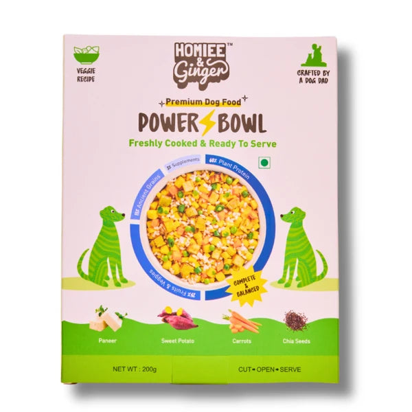 Homiee & Ginger Power Bowl Paneer & Veggies vegetarian fresh dog food