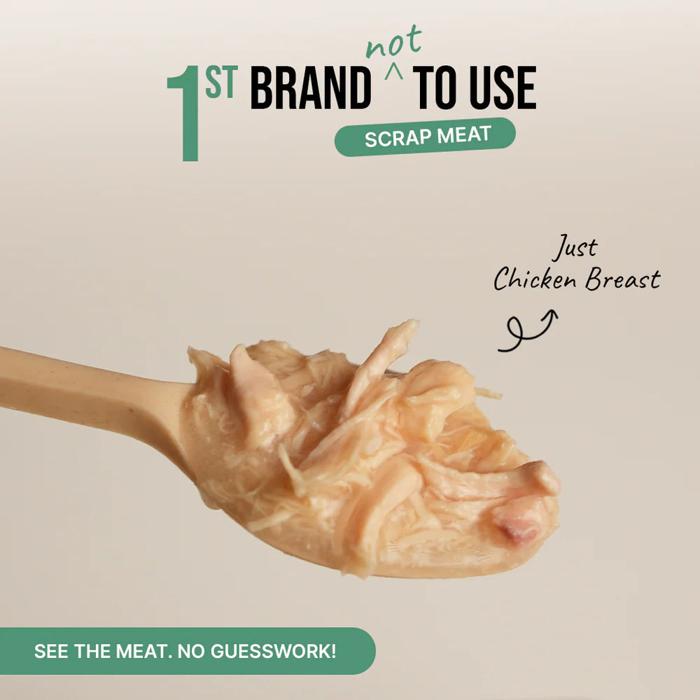 Zoomies Chicken Breast in Bone Broth, Cat Wet Food - 100% Natural | 7% Protein | 32g Chicken Breast | Wet Stuff Lite - No Jelly, No Gravy, No Preservatives