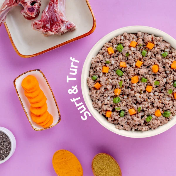 Homiee & Ginger surf & turf dog food ingredients