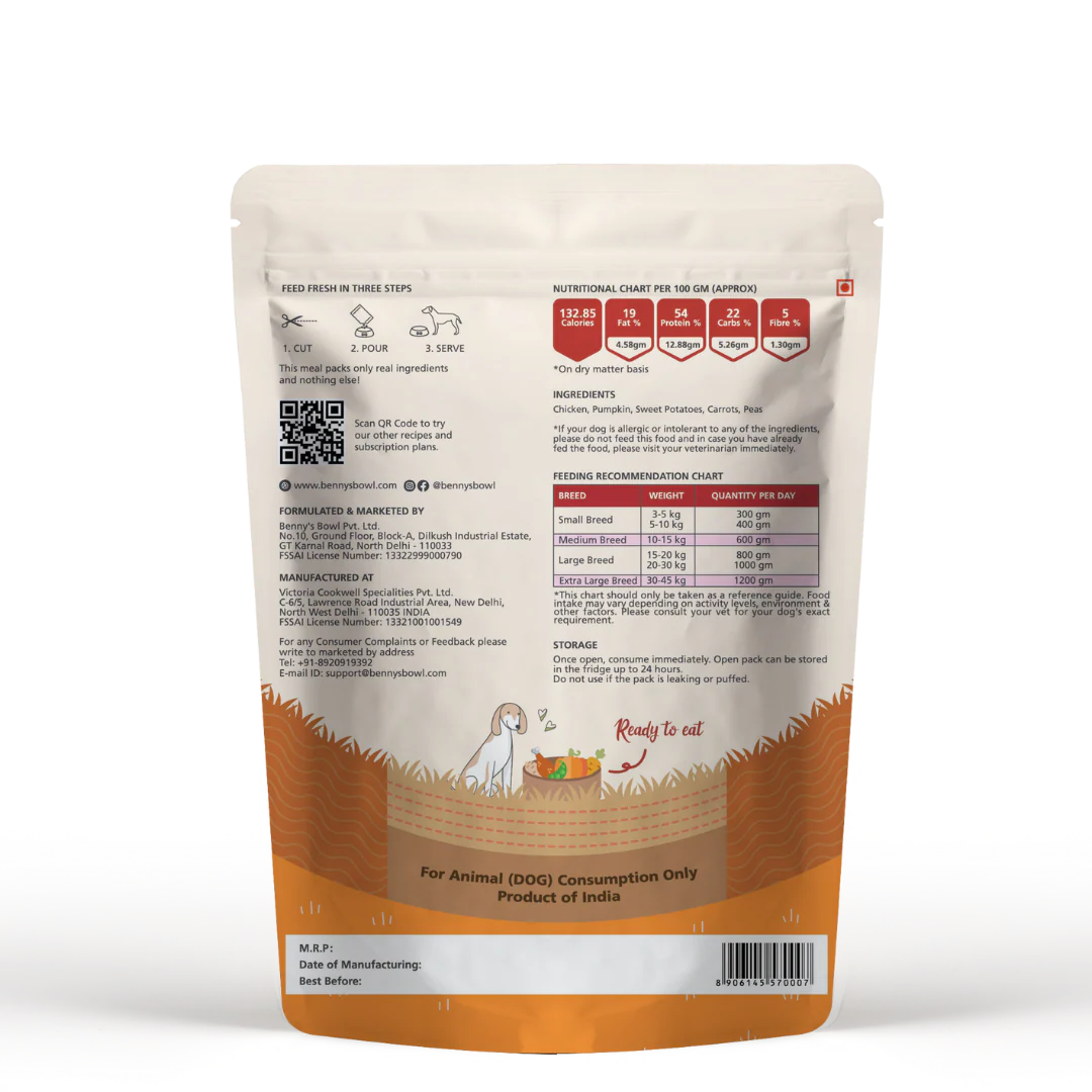 Bennys Bowl Chicken and Pumpkin Dog Fresh and Wet Food