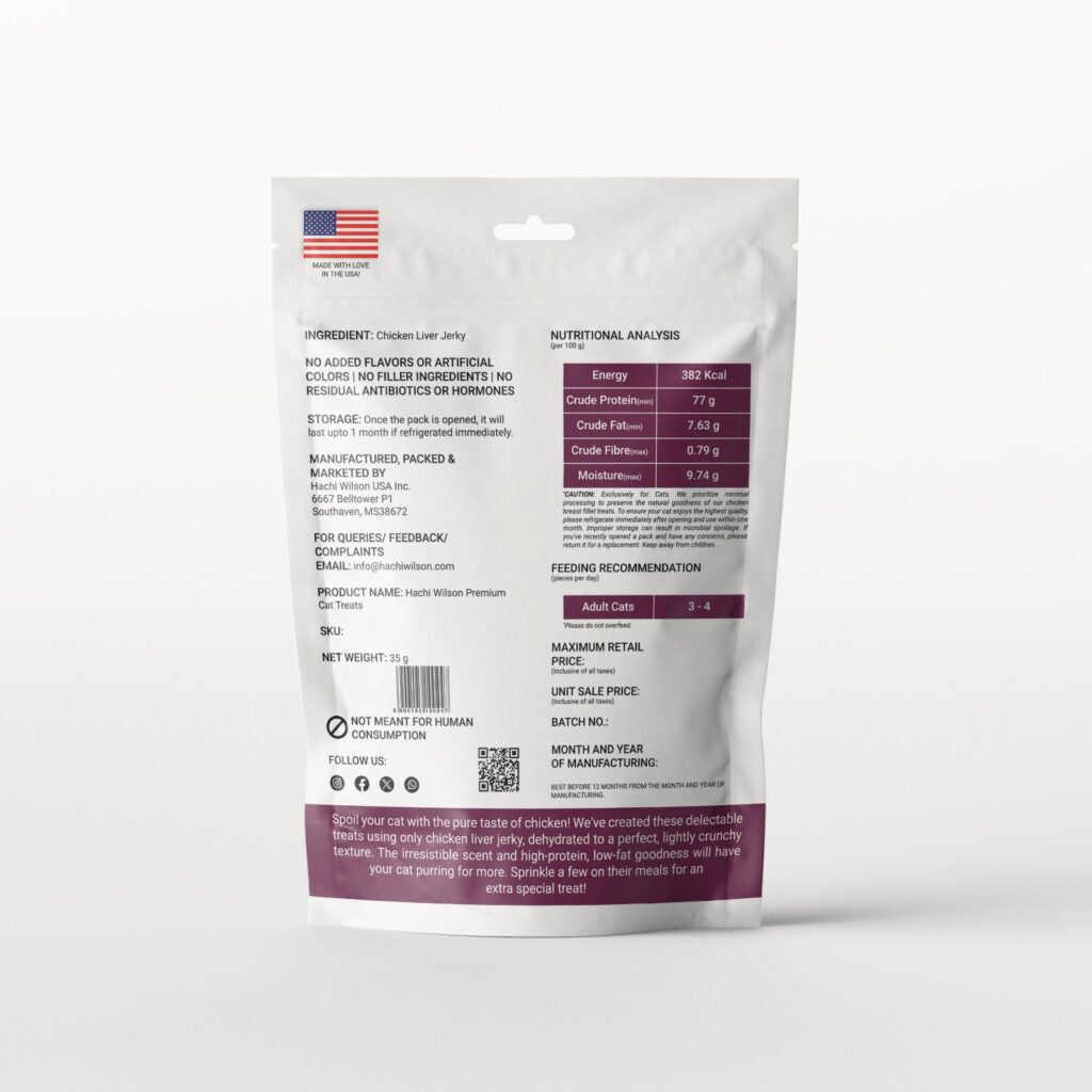 Hachi Wilson All-Natural Chicken Liver Jerky Cat Treats – High in Protein