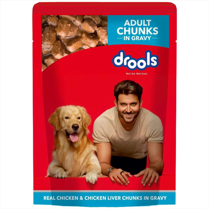 STRAY HAPPY - Drools Real Chicken & Chicken Liver Chunks in Gravy Adult Dog Wet Food