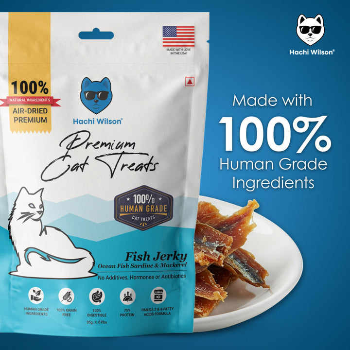 Hachi Wilson Healthy Premium Cat Treats – Sardine Fish Jerky  Natural, Grain-Free, Air-Dried