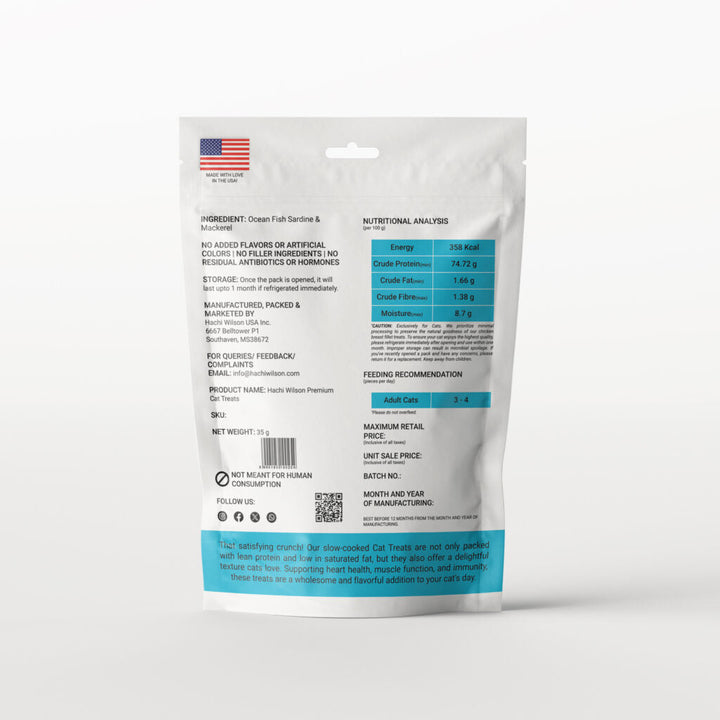 Hachi Wilson Healthy Premium Cat Treats – Sardine Fish Jerky  Natural, Grain-Free, Air-Dried