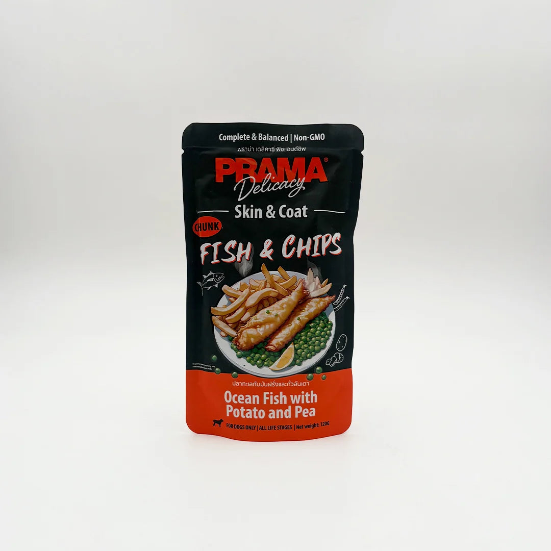 Prama Delicacy Fish & Chips – Skin & Coat Wet Dog Food Pouches 120g