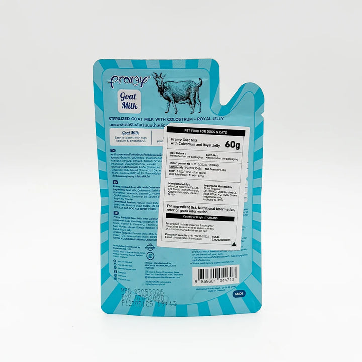 Pramy Premium Sterilized Goat Milk -  Royal Jelly and Colostrum for Dogs & Cats