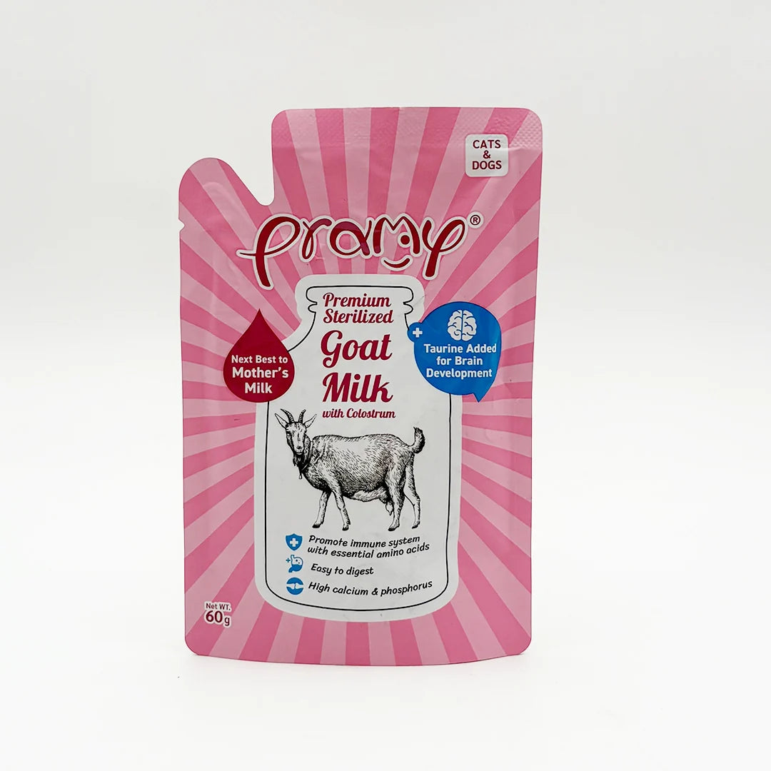 Pramy Premium Sterilized Goat Milk -  Colostrum and Taurine for Dogs & Cats