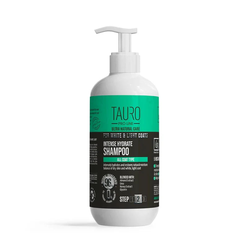 Tauro Pro Line Ultra Natural Care Intense Hydrate Shampoo for Dogs and Cats with White Light Coat and Skin
