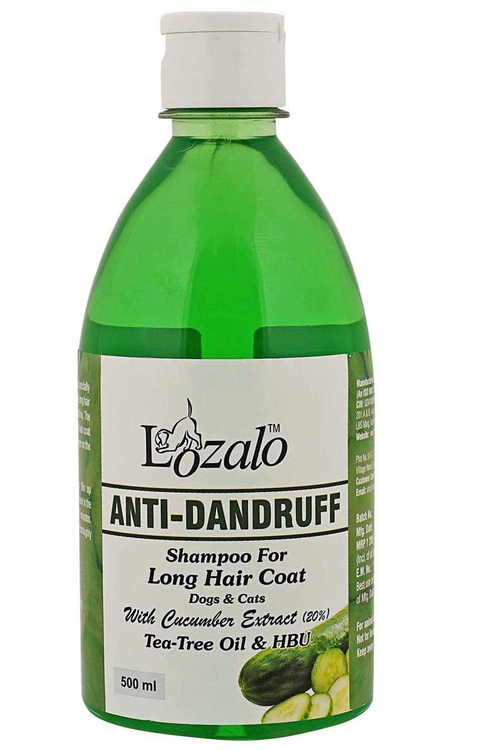 Lozalo Anti Dandruff With Cucumber Extract Long Hair Coat Shampoo For Dogs & Cats
