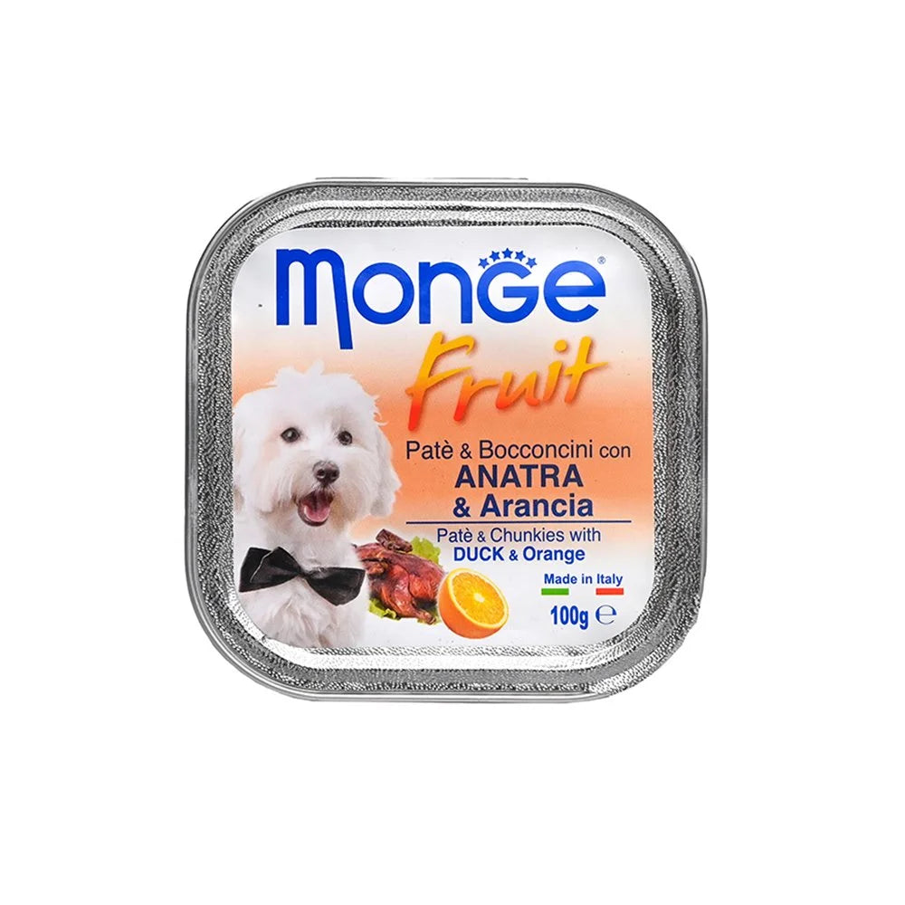 Stray Happy - MONGE FRUIT â€“ PATE & CHUNKIES WITH DUCK & ORANGE DOG FOOD
