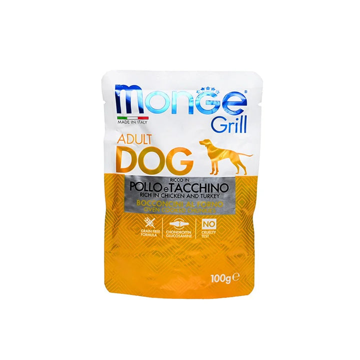 Stray Happy - MONGE GRILL-CHUNKS WITH CHICKEN & TURKEY DOG FOOD-100G