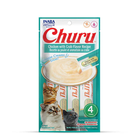 Inaba Churu Chicken with Crab Flavour Recipe Lickable Puree Cat Treats