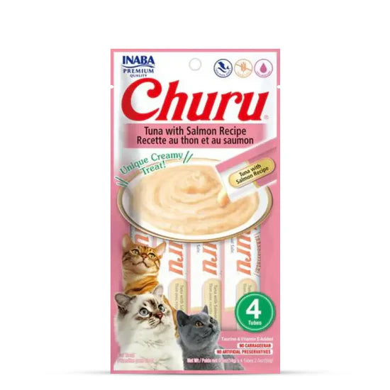 Inaba Churu Tuna with Salmon Recipe Lickable Puree Cat Treats (