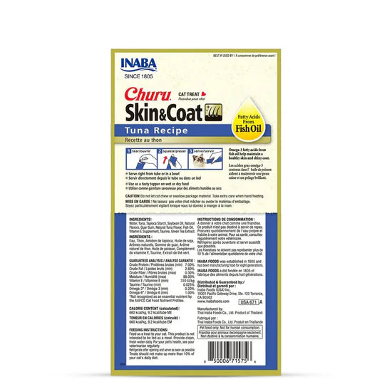 Inaba Churu Skin & Coat Tuna Recipe Cat Treat