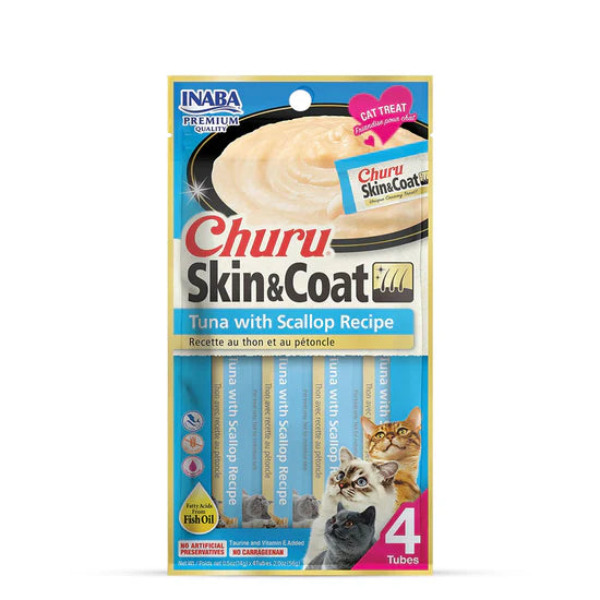 Inaba Churu Skin & Coat Tuna with Scallop Recipe Creamy Cat Treat