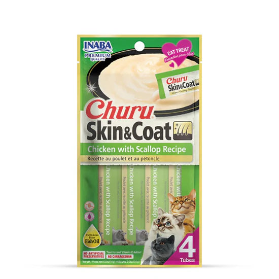 Inaba Churu Skin & Coat Chicken with Scallop Recipe Cat Treat