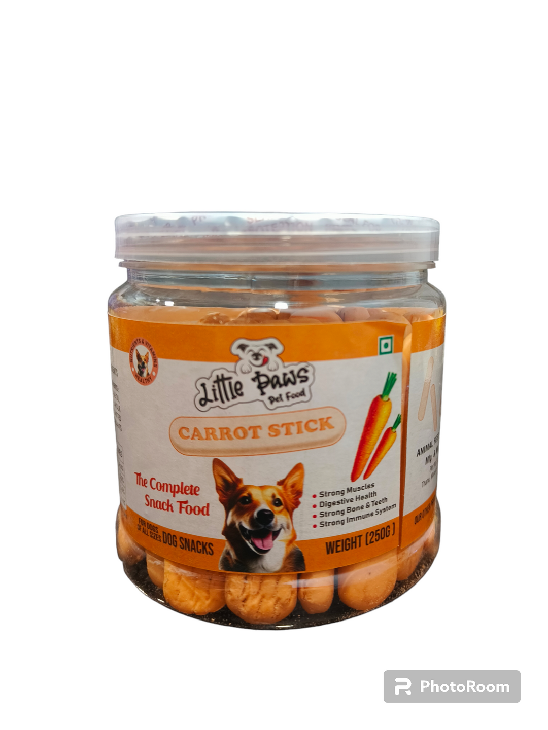 LITTLE PAWS Carrot Stick Biscuits Jar 250 Grms –VEG
