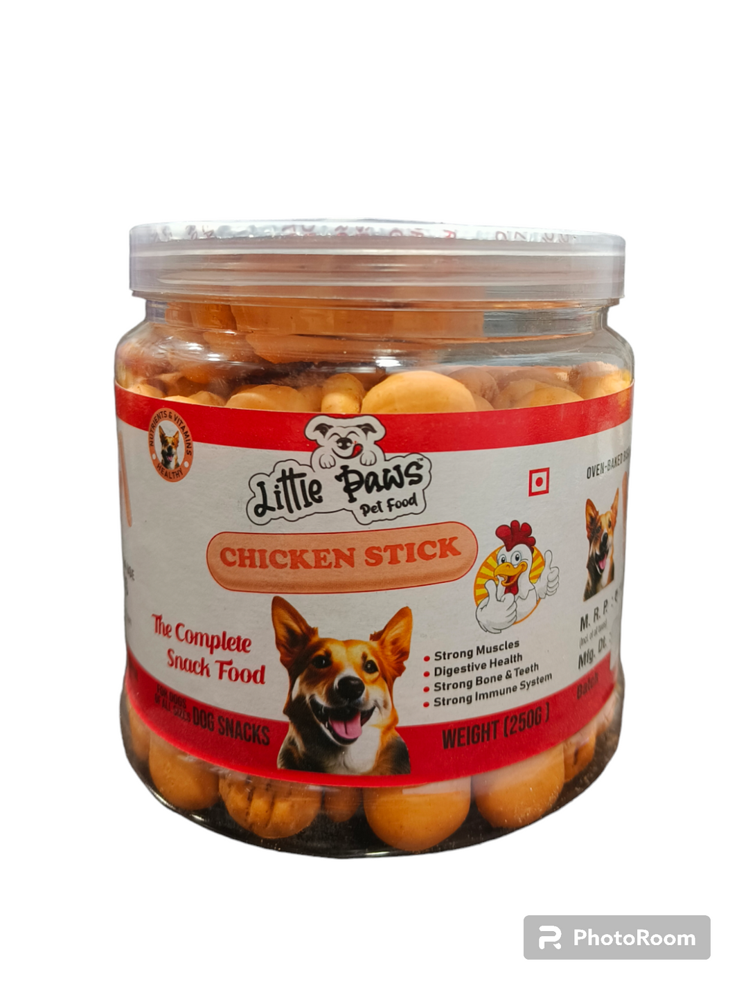 LITTLE PAWS Chicken Stick Biscuits Jar 250 Grms –NONVEG