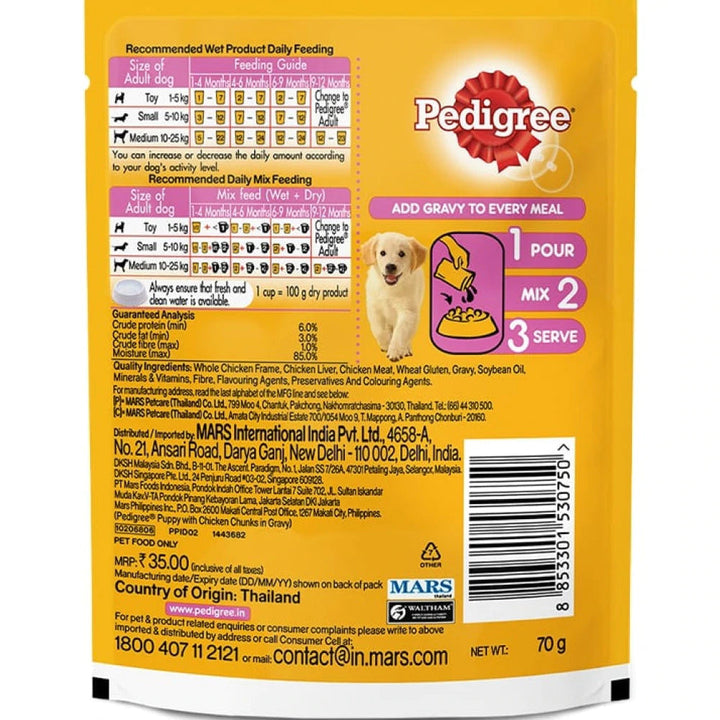 Stray Happy - Pedigree Chicken Chunks in Gravy Pouch Puppy Wet Food