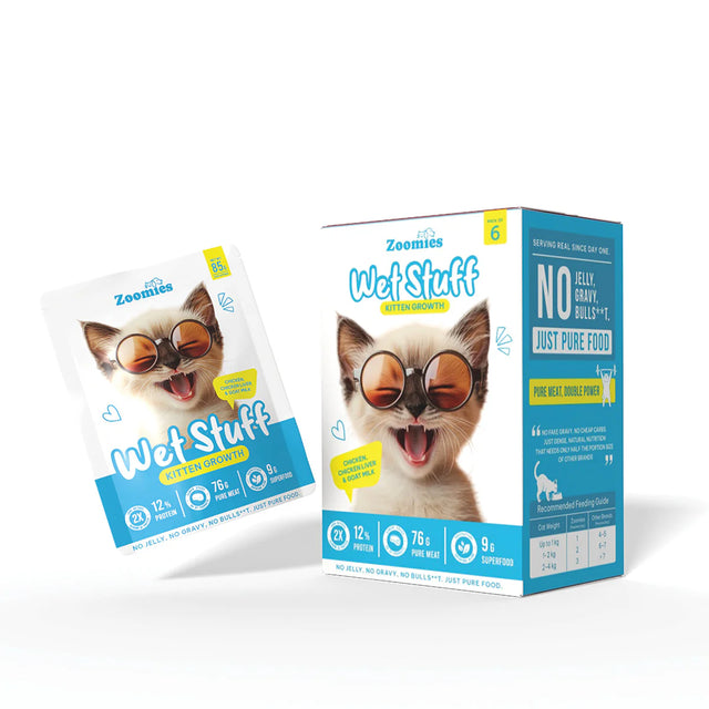 Zoomies Wet Stuff Kitten Growth Wet Food for Kittens, Chicken with Chicken Liver & Goat Milk, Complete & Balanced Wet Food