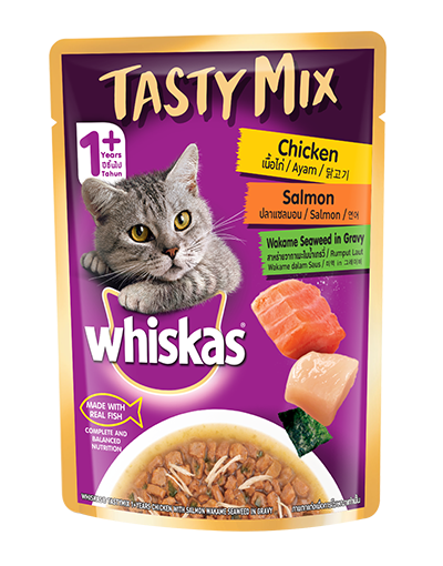 Stray Happy - Whiskas Tasty Mix Chicken+Salmon+Wakame Seaweed Gravy