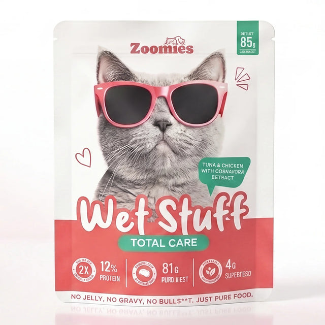 Zoomies Wet Stuff Total Care Cat Wet Food, Tuna & Chicken with Cranberry Extract