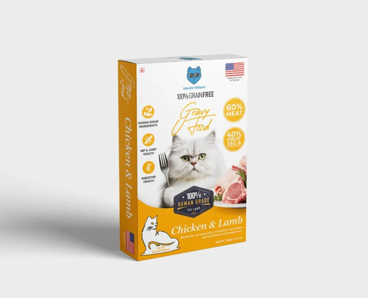 Hachi Wilson Premium Chicken & Lamb Cat Food  – Grain-Free Gravy Food for Adult Cats