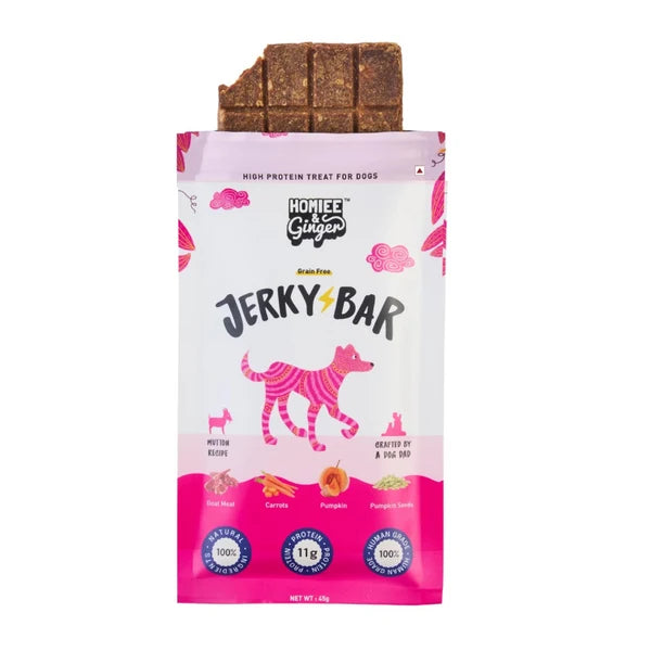 Homiee & Ginger air dried mutton jerky bar dog treats pack