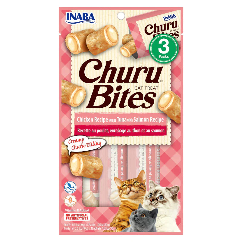 INABA Churu Bites Chicken Recipe Wraps Tuna & Salmon Recipe Cat Treats
