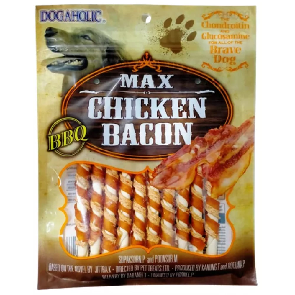 Dogaholic Max Barbeque Chicken Bacon Sticks Dog Treats