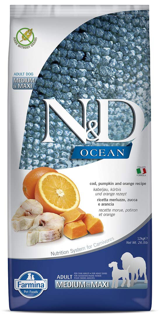 N&D Pumpkin Codfish & Orange Adult Medium & Maxi ( Grain Free)