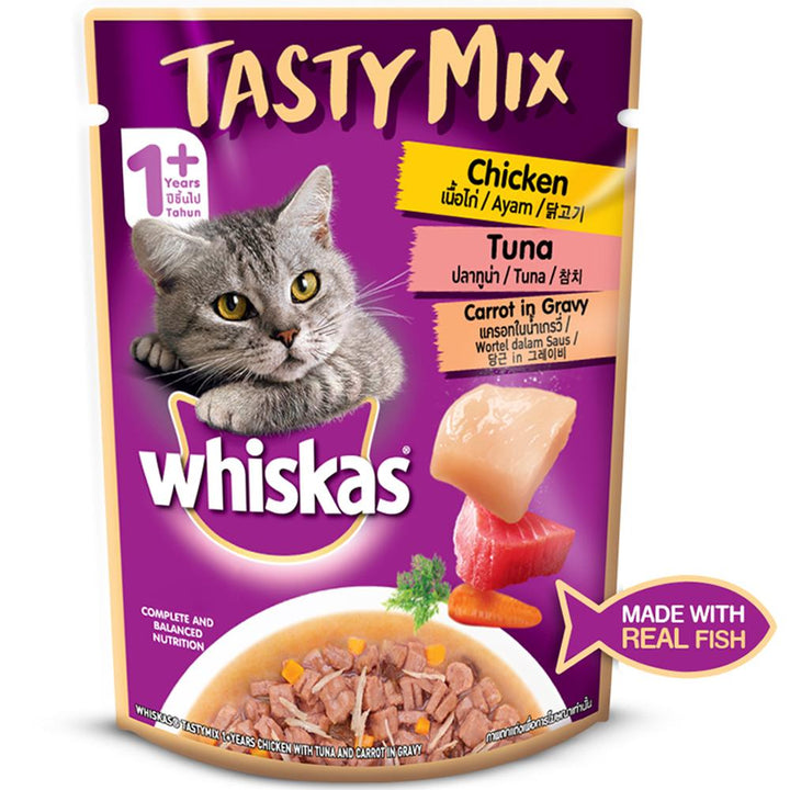 Whiskas Tasty Mix Chicken+Tuna+Carrot Gravy
