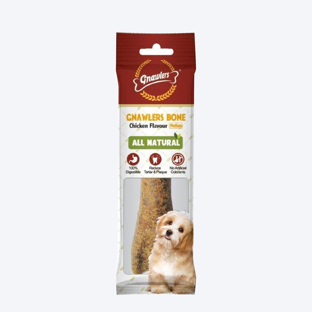 Gnawlers Bone Dog Treats - Chicken Flavour - Medium - 95 g