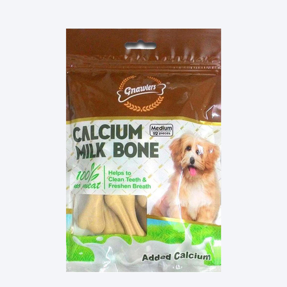 Gnawlers Calcium Milk Bones Dog Treats - Medium - 12 pcs/ 270 g