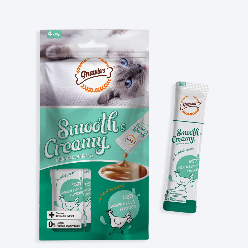 Gnawlers Creamy Treats Chicken and Liver Flavour for Cats- 60 g
