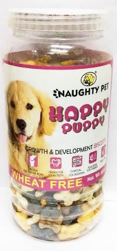 Naughty Pet Happy Puppy Wheat Free Biscuit - Jar